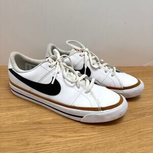 Nike Court Legacy Leather Sneakers White Black Gum Sole 7
